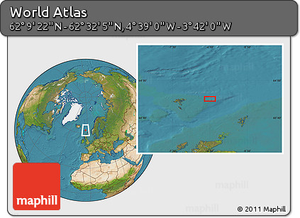 Satellite Location Map of the Area around 62° 20' 44" N, 4° 10' 30" W