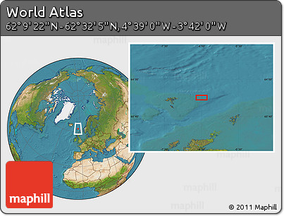 Satellite Location Map of the Area around 62° 20' 44" N, 4° 10' 30" W