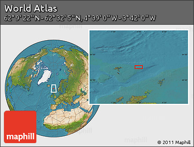 Satellite Location Map of the Area around 62° 20' 44" N, 4° 10' 30" W