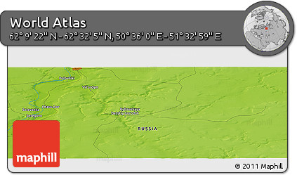 Physical Panoramic Map of the Area around 62° 20' 44" N, 51° 4' 30" E