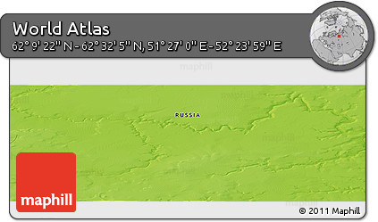 Physical Panoramic Map of the Area around 62° 20' 44" N, 51° 55' 29" E