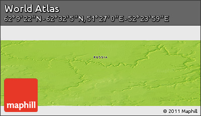 Physical Panoramic Map of the Area around 62° 20' 44" N, 51° 55' 29" E