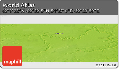 Physical Panoramic Map of the Area around 62° 20' 44" N, 51° 55' 29" E
