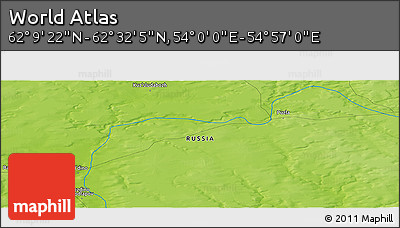 Physical Panoramic Map of the Area around 62° 20' 44" N, 54° 28' 30" E