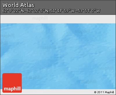Physical 3D Map of the Area around 62° 20' 44" N, 54° 19' 30" W