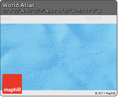 Physical 3D Map of the Area around 62° 20' 44" N, 54° 19' 30" W
