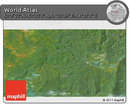 Satellite 3D Map of the Area around 62° 20' 44" N, 57° 52' 30" E