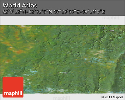 Satellite 3D Map of the Area around 62° 20' 44" N, 57° 52' 30" E