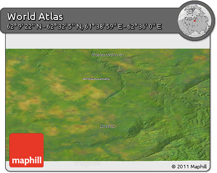 Satellite 3D Map of the Area around 62° 20' 44" N, 62° 7' 30" E