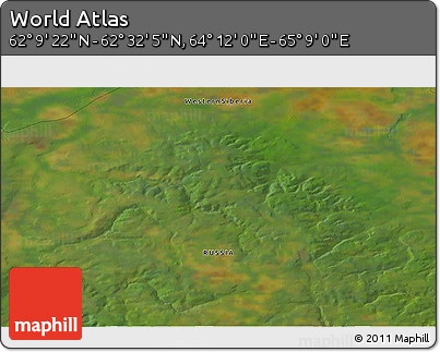 Satellite 3D Map of the Area around 62° 20' 44" N, 64° 40' 30" E