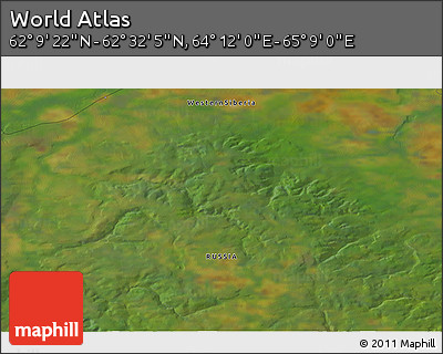 Satellite 3D Map of the Area around 62° 20' 44" N, 64° 40' 30" E