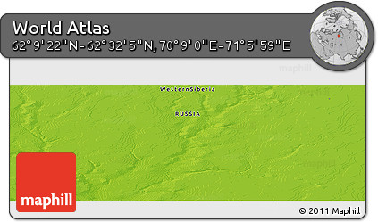 Physical Panoramic Map of the Area around 62° 20' 44" N, 70° 37' 30" E