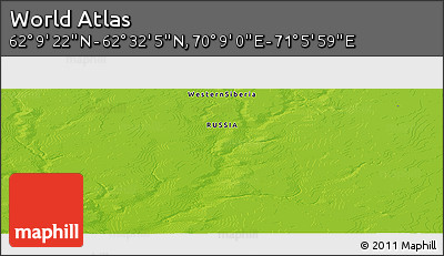 Physical Panoramic Map of the Area around 62° 20' 44" N, 70° 37' 30" E