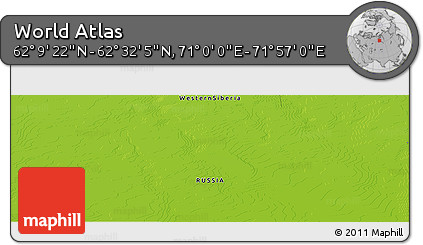 Physical Panoramic Map of the Area around 62° 20' 44" N, 71° 28' 29" E