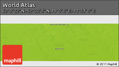 Physical Panoramic Map of the Area around 62° 20' 44" N, 71° 28' 29" E