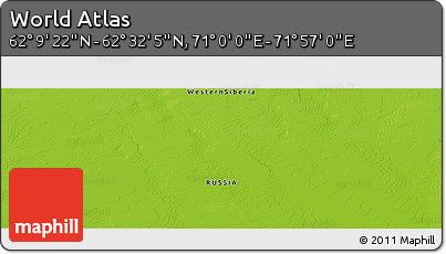 Physical Panoramic Map of the Area around 62° 20' 44" N, 71° 28' 29" E