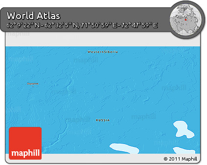 Political 3D Map of the Area around 62° 20' 44" N, 72° 19' 29" E