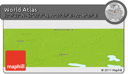 Physical Panoramic Map of the Area around 62° 20' 44" N, 72° 19' 29" E