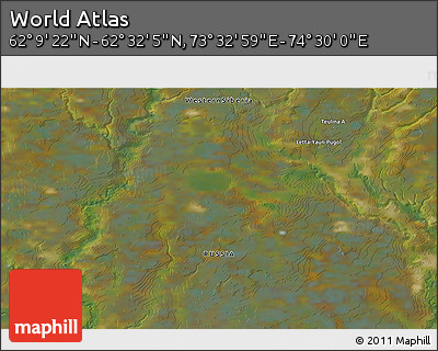 Satellite 3D Map of the Area around 62° 20' 44" N, 74° 1' 30" E