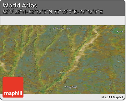 Satellite 3D Map of the Area around 62° 20' 44" N, 75° 43' 29" E