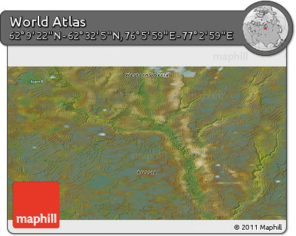 Satellite 3D Map of the Area around 62° 20' 44" N, 76° 34' 29" E