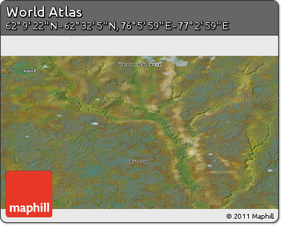 Satellite 3D Map of the Area around 62° 20' 44" N, 76° 34' 29" E