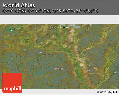 Satellite 3D Map of the Area around 62° 20' 44" N, 76° 34' 29" E