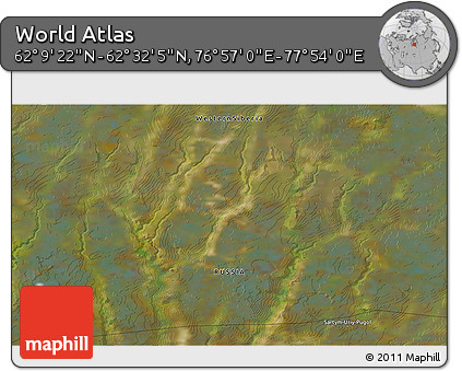 Satellite 3D Map of the Area around 62° 20' 44" N, 77° 25' 30" E