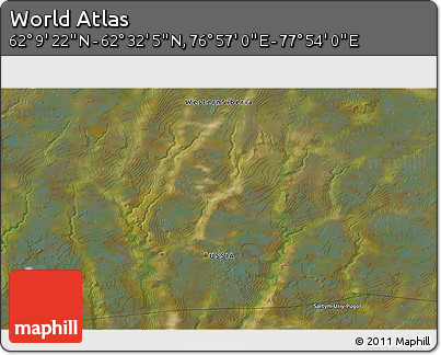 Satellite 3D Map of the Area around 62° 20' 44" N, 77° 25' 30" E