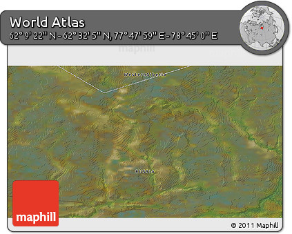 Satellite 3D Map of the Area around 62° 20' 44" N, 78° 16' 30" E