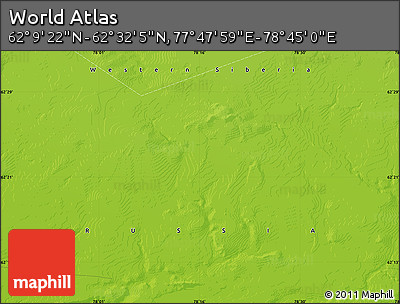 Physical Map of the Area around 62° 20' 44" N, 78° 16' 30" E