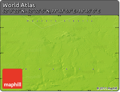 Physical Map of the Area around 62° 20' 44" N, 78° 16' 30" E