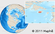 Shaded Relief Location Map of the area around 62° 20' 44" N, 83° 13' 29" W