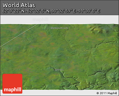 Satellite 3D Map of the Area around 62° 20' 44" N, 91° 1' 30" E