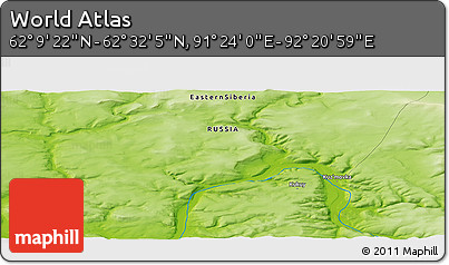 Physical Panoramic Map of the Area around 62° 20' 44" N, 91° 52' 30" E