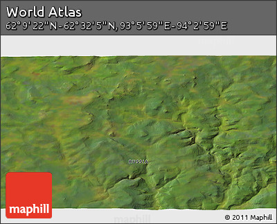 Satellite 3D Map of the Area around 62° 20' 44" N, 93° 34' 29" E