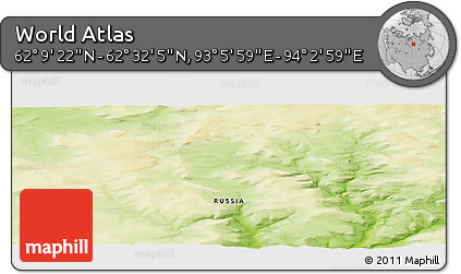 Physical Panoramic Map of the Area around 62° 20' 44" N, 93° 34' 29" E