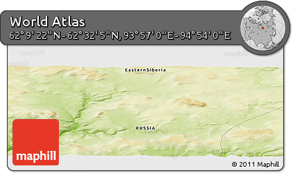 Physical Panoramic Map of the Area around 62° 20' 44" N, 94° 25' 30" E