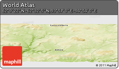 Physical Panoramic Map of the Area around 62° 20' 44" N, 94° 25' 30" E
