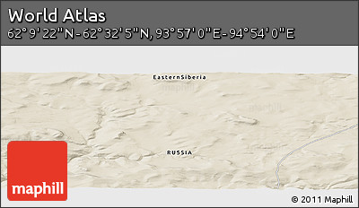 Shaded Relief Panoramic Map of the Area around 62° 20' 44" N, 94° 25' 30" E
