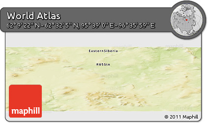 Physical Panoramic Map of the Area around 62° 20' 44" N, 96° 7' 30" E