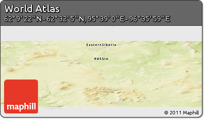 Physical Panoramic Map of the Area around 62° 20' 44" N, 96° 7' 30" E