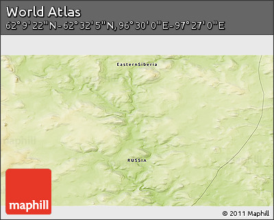 Physical 3D Map of the Area around 62° 20' 44" N, 96° 58' 29" E