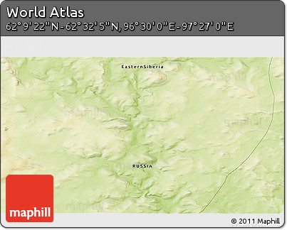 Physical 3D Map of the Area around 62° 20' 44" N, 96° 58' 29" E