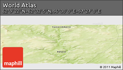 Physical Panoramic Map of the Area around 62° 20' 44" N, 96° 58' 29" E