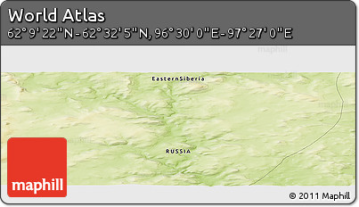 Physical Panoramic Map of the Area around 62° 20' 44" N, 96° 58' 29" E
