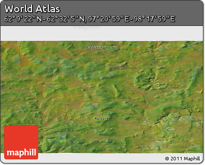 Satellite 3D Map of the Area around 62° 20' 44" N, 97° 49' 29" E