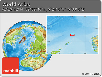 Physical Location Map of the Area around 62° 40' 59" N, 0° 4' 30" E