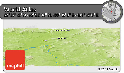 Physical Panoramic Map of the Area around 62° 40' 59" N, 101° 13' 29" E
