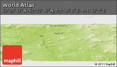 Physical Panoramic Map of the Area around 62° 40' 59" N, 101° 13' 29" E